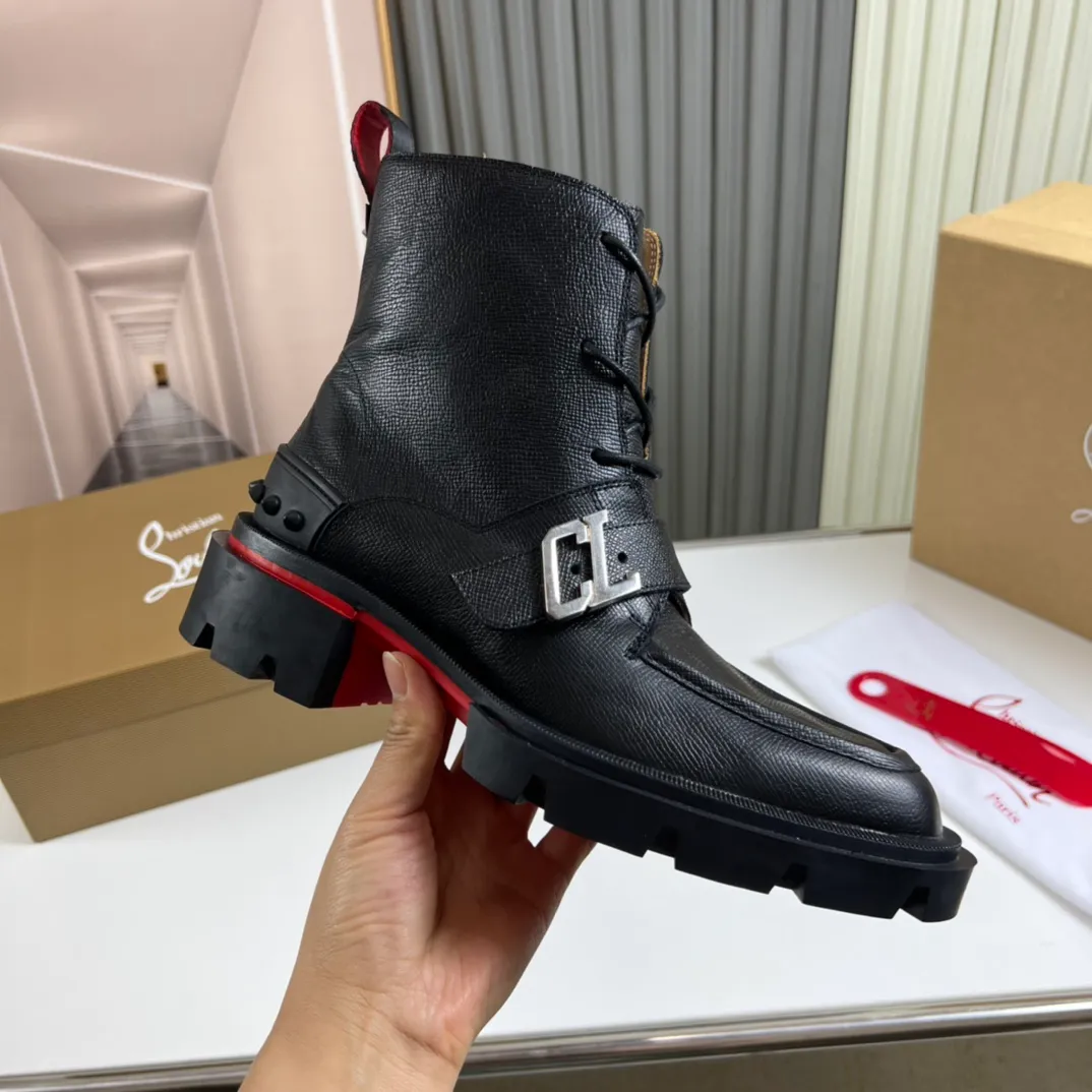 Men's shoes 💰800💰 CL popular red-soled boots 🆑1:1 original mold, Christian* Louboutin, imported cowhide leather upper + water-dyed cowhide lining, original outsole ⬆️ wear-resistant and non-slip, full set of counter packaging 🎁38-45 (38.45 custom-made, non-refundable)